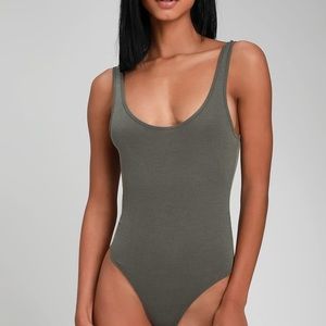Garage Dark green ribbed bodysuit
